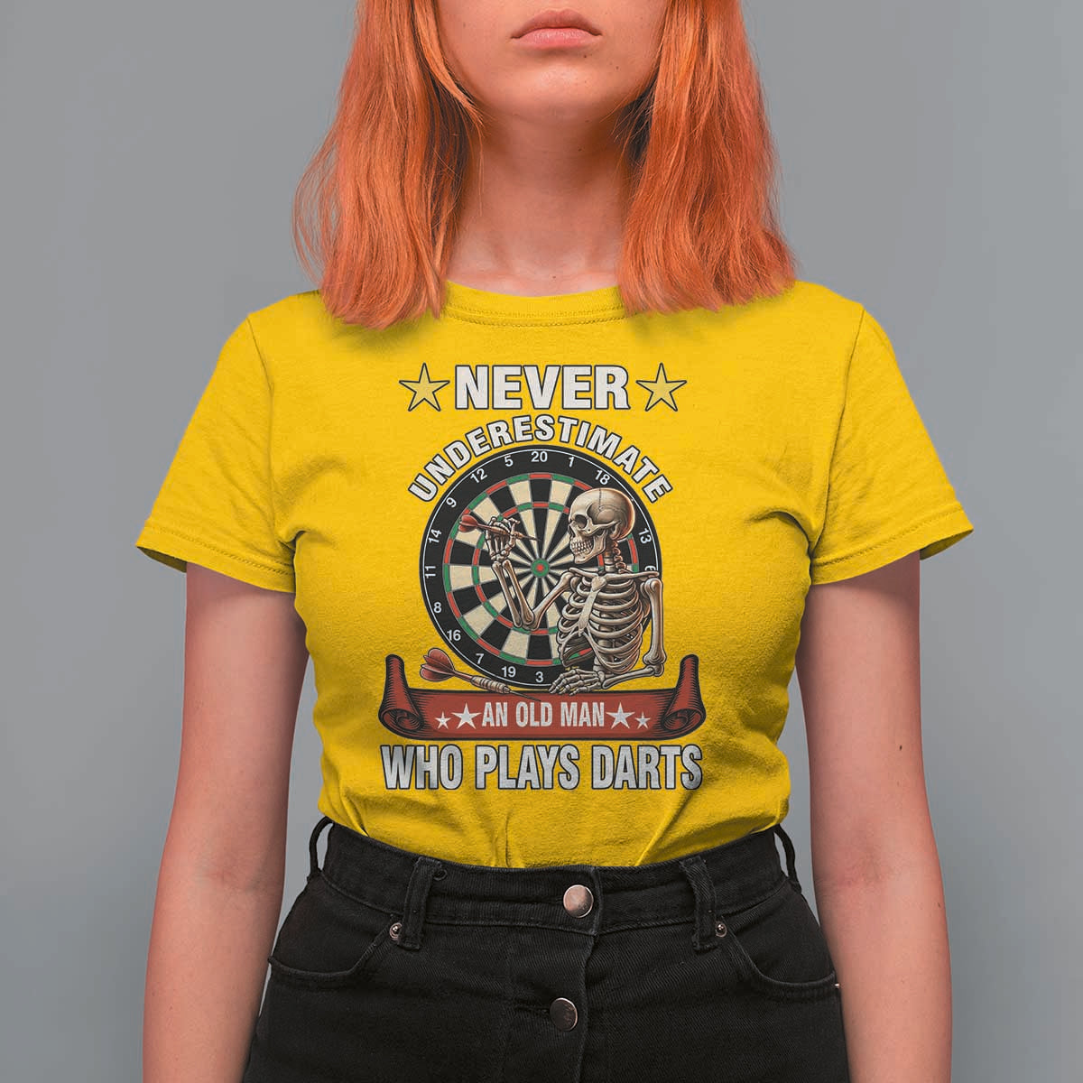 Never Underestimate An Old Man Plays Darts T Shirt For Women Gothic Darts Player - Wonder Print Shop