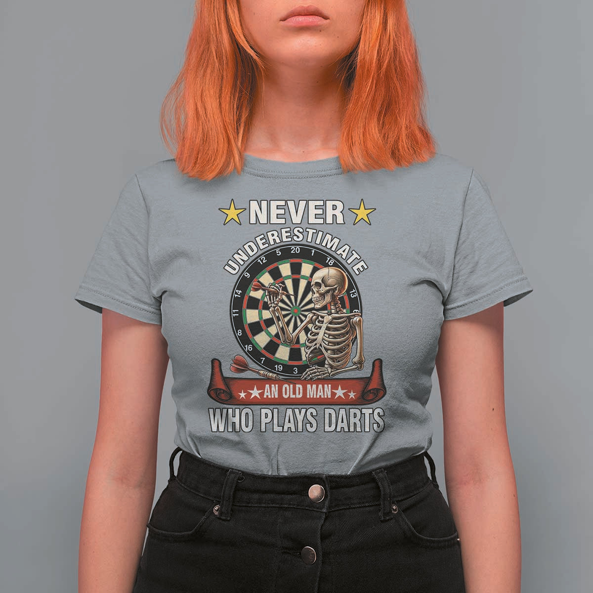 Never Underestimate An Old Man Plays Darts T Shirt For Women Gothic Darts Player - Wonder Print Shop