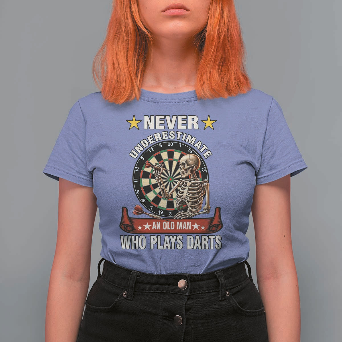 Never Underestimate An Old Man Plays Darts T Shirt For Women Gothic Darts Player - Wonder Print Shop