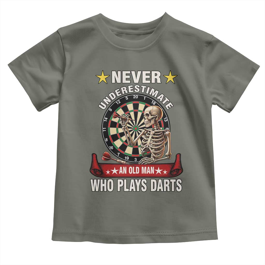 Never Underestimate An Old Man Plays Darts Toddler T Shirt Gothic Darts Player - Wonder Print Shop
