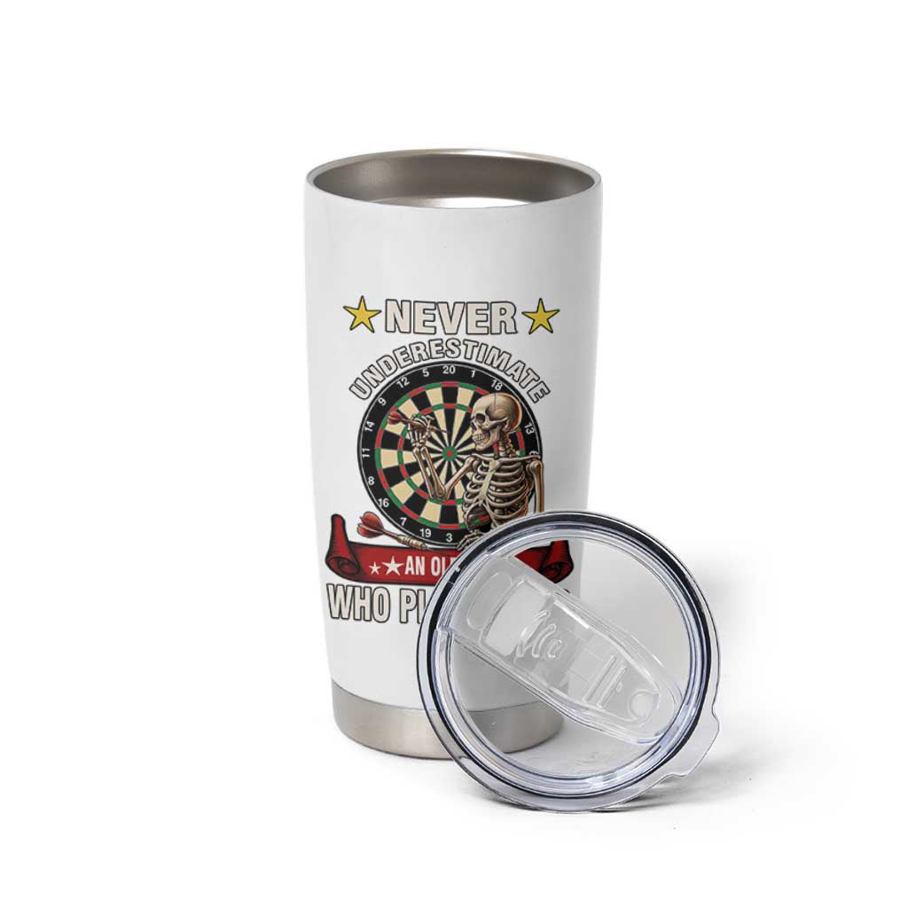 Never Underestimate An Old Man Plays Darts Tumbler Cup Gothic Darts Player - Wonder Print Shop