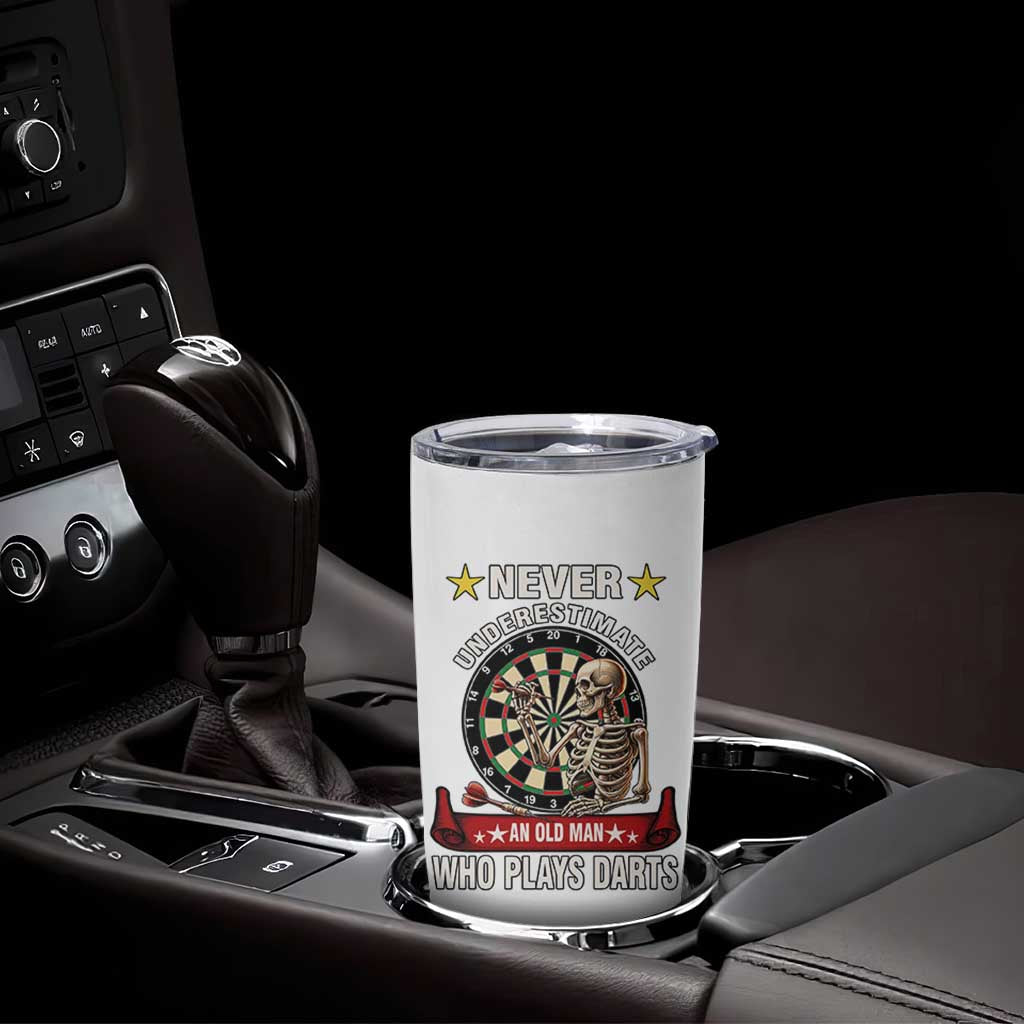 Never Underestimate An Old Man Plays Darts Tumbler Cup Gothic Darts Player - Wonder Print Shop