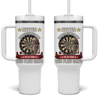 Never Underestimate An Old Man Plays Darts Tumbler With Handle Gothic Darts Player - Wonder Print Shop