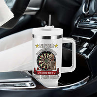 Never Underestimate An Old Man Plays Darts Tumbler With Handle Gothic Darts Player - Wonder Print Shop