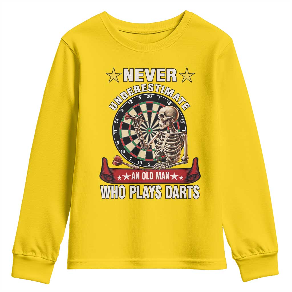 Never Underestimate An Old Man Plays Darts Youth Sweatshirt Gothic Darts Player - Wonder Print Shop