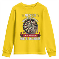 Never Underestimate An Old Man Plays Darts Youth Sweatshirt Gothic Darts Player - Wonder Print Shop