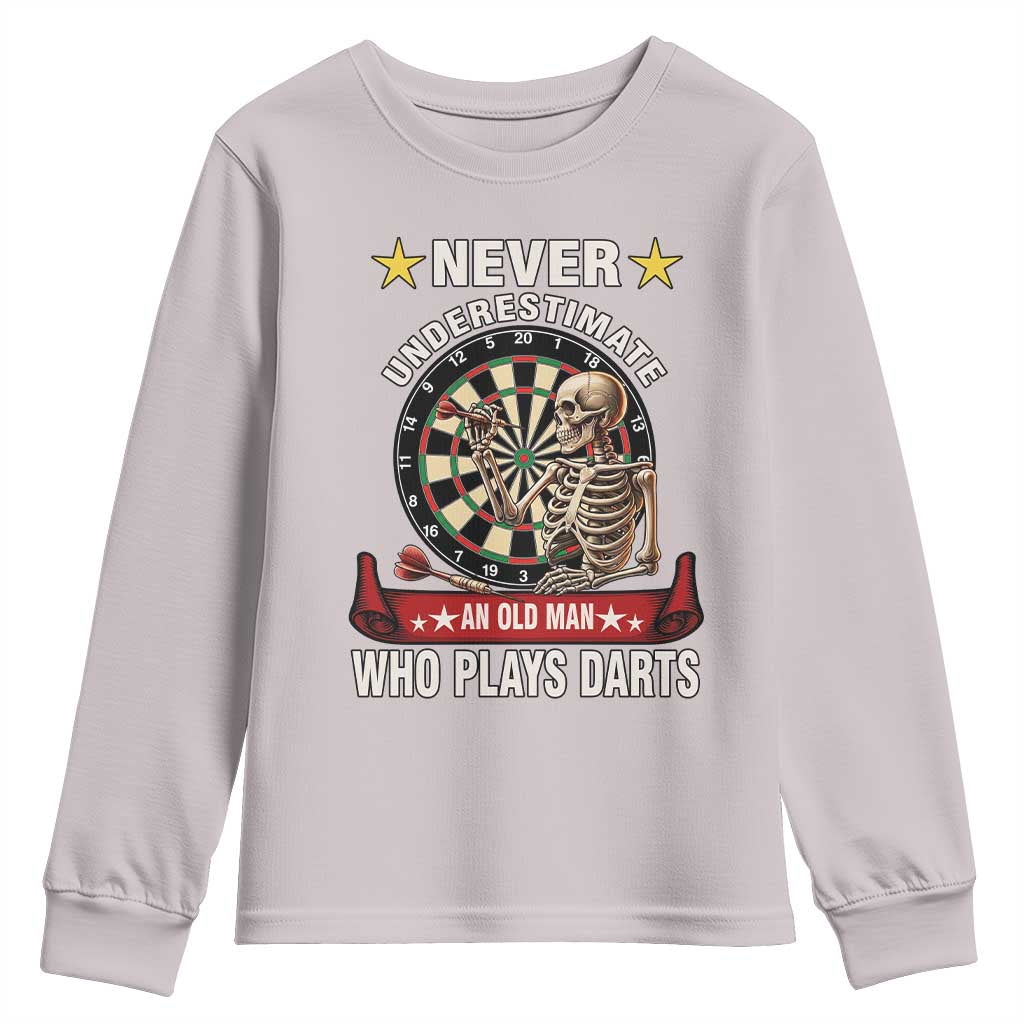 Never Underestimate An Old Man Plays Darts Youth Sweatshirt Gothic Darts Player - Wonder Print Shop