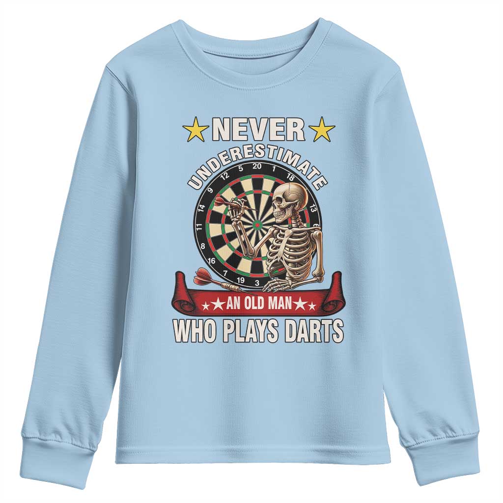 Never Underestimate An Old Man Plays Darts Youth Sweatshirt Gothic Darts Player - Wonder Print Shop