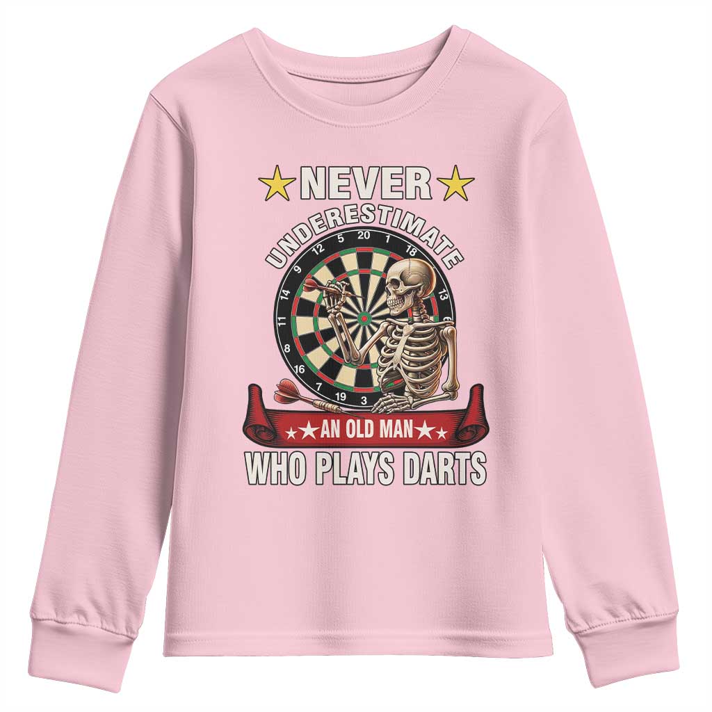Never Underestimate An Old Man Plays Darts Youth Sweatshirt Gothic Darts Player - Wonder Print Shop