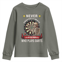 Never Underestimate An Old Man Plays Darts Youth Sweatshirt Gothic Darts Player - Wonder Print Shop
