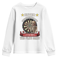 Never Underestimate An Old Man Plays Darts Youth Sweatshirt Gothic Darts Player - Wonder Print Shop