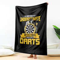 Never Underestimate An Old Man Plays Darts Throw Blanket Funny Dartist Grim Reaper Gift - Wonder Print Shop