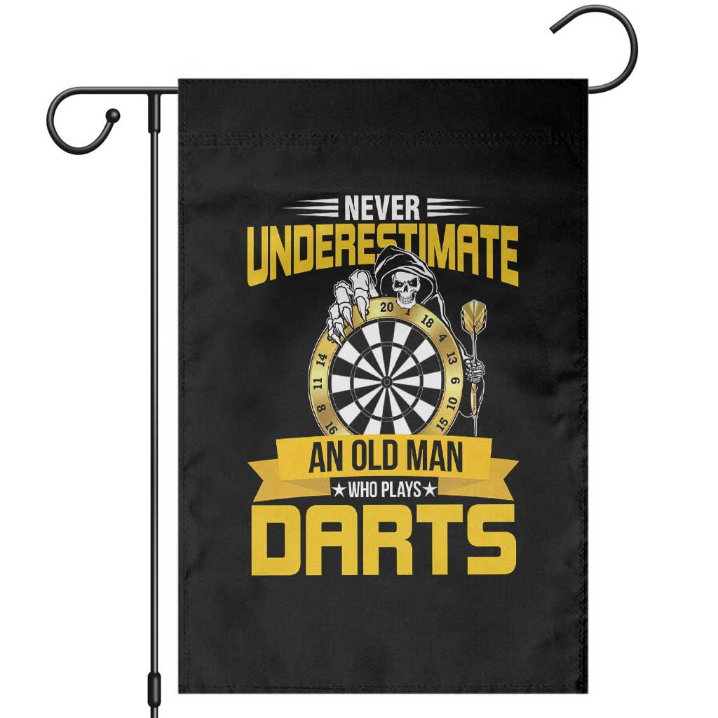Never Underestimate An Old Man Plays Darts Garden Flag Funny Dartist Grim Reaper Gift - Wonder Print Shop