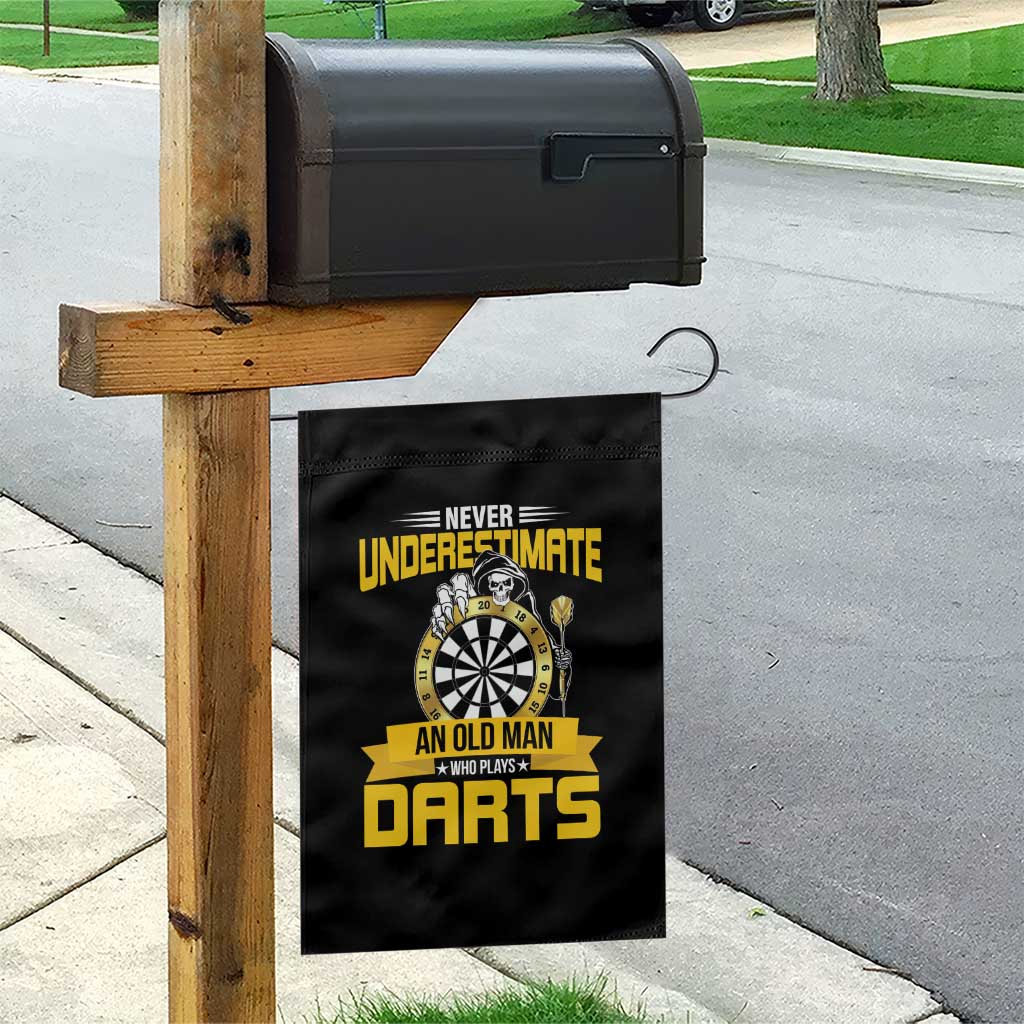 Never Underestimate An Old Man Plays Darts Garden Flag Funny Dartist Grim Reaper Gift - Wonder Print Shop