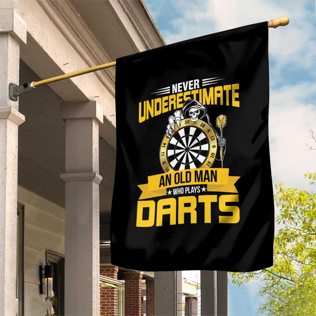 Never Underestimate An Old Man Plays Darts Garden Flag Funny Dartist Grim Reaper Gift - Wonder Print Shop
