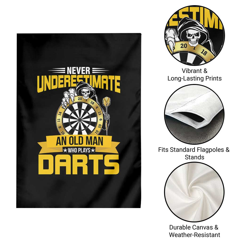 Never Underestimate An Old Man Plays Darts Garden Flag Funny Dartist Grim Reaper Gift - Wonder Print Shop