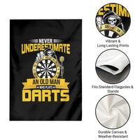 Never Underestimate An Old Man Plays Darts Garden Flag Funny Dartist Grim Reaper Gift - Wonder Print Shop