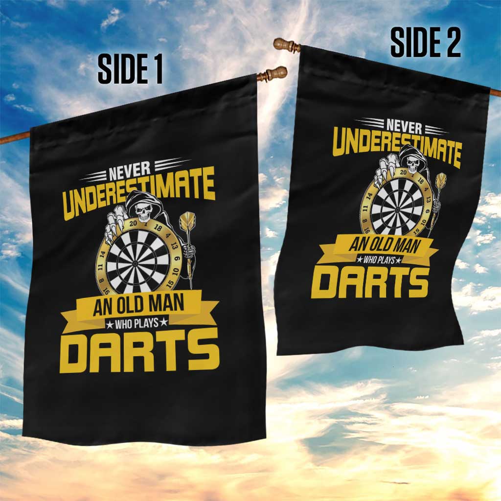 Never Underestimate An Old Man Plays Darts Garden Flag Funny Dartist Grim Reaper Gift - Wonder Print Shop