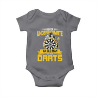 Never Underestimate An Old Man Plays Darts Baby Onesie Funny Dartist Grim Reaper Gift - Wonder Print Shop