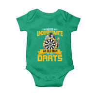 Never Underestimate An Old Man Plays Darts Baby Onesie Funny Dartist Grim Reaper Gift - Wonder Print Shop