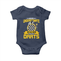 Never Underestimate An Old Man Plays Darts Baby Onesie Funny Dartist Grim Reaper Gift - Wonder Print Shop
