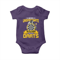 Never Underestimate An Old Man Plays Darts Baby Onesie Funny Dartist Grim Reaper Gift - Wonder Print Shop