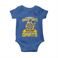 Never Underestimate An Old Man Plays Darts Baby Onesie Funny Dartist Grim Reaper Gift - Wonder Print Shop