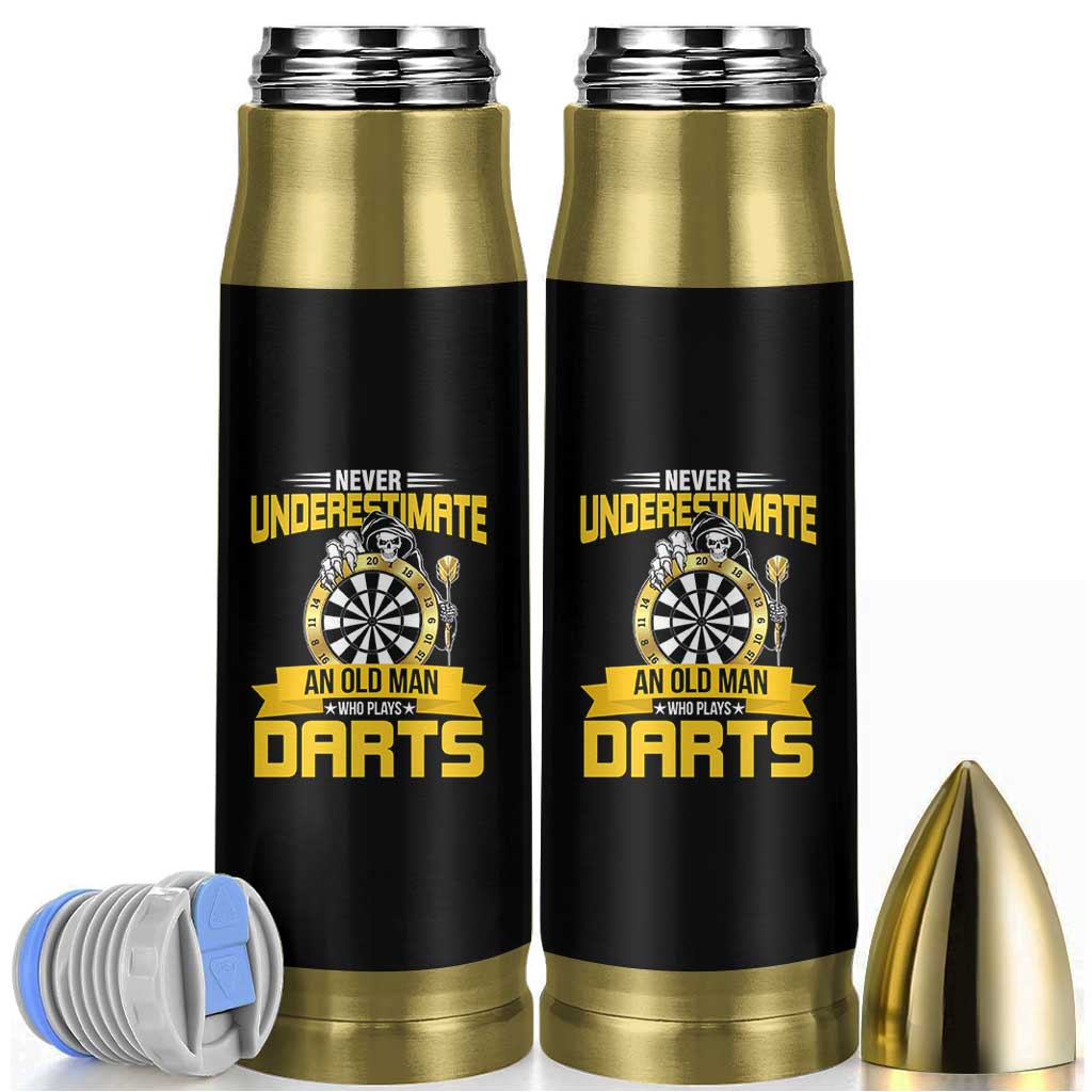 Never Underestimate An Old Man Plays Darts Bullet Tumbler Funny Dartist Grim Reaper Gift - Wonder Print Shop