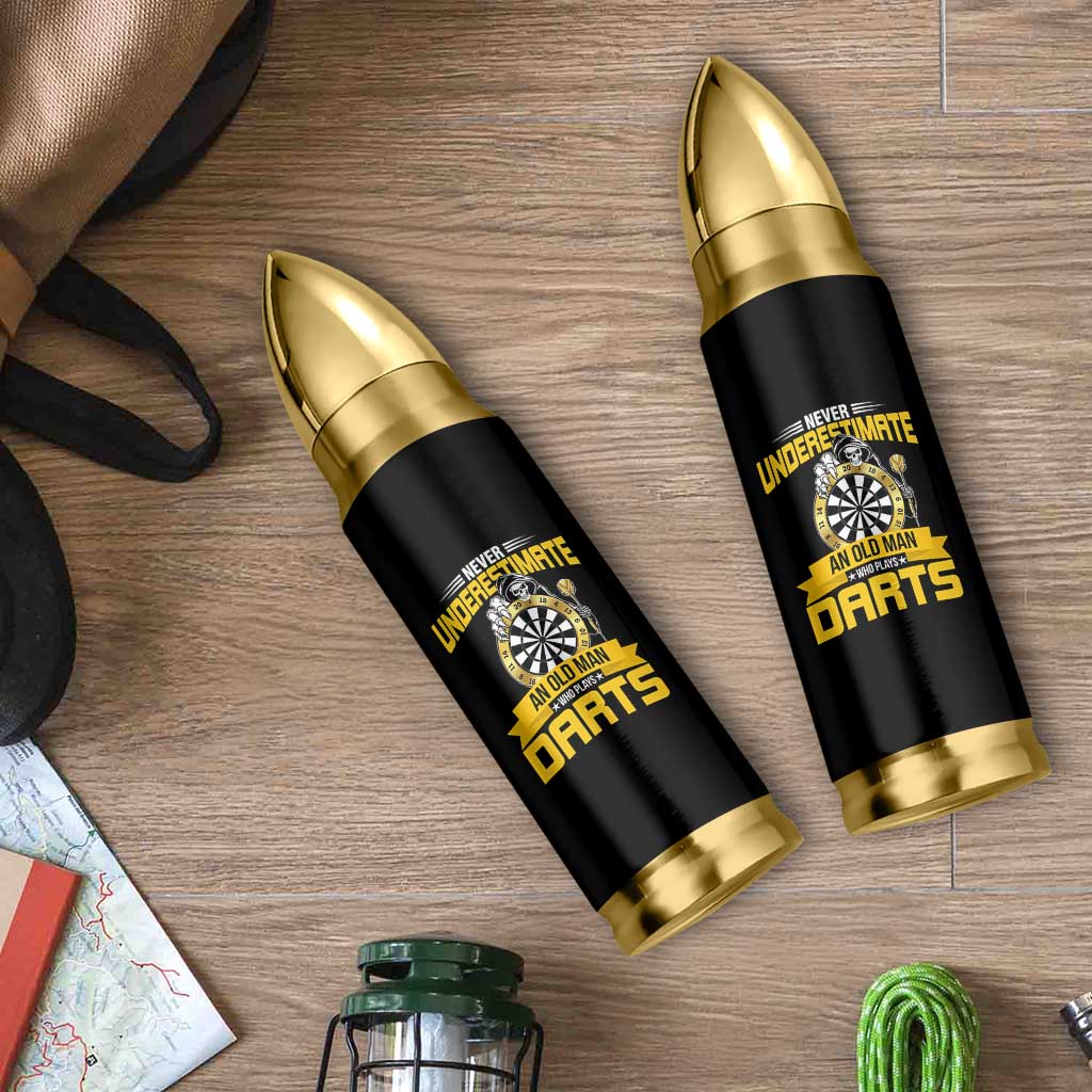 Never Underestimate An Old Man Plays Darts Bullet Tumbler Funny Dartist Grim Reaper Gift - Wonder Print Shop