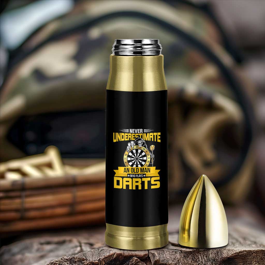 Never Underestimate An Old Man Plays Darts Bullet Tumbler Funny Dartist Grim Reaper Gift - Wonder Print Shop