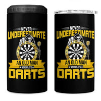 Never Underestimate An Old Man Plays Darts 4 in 1 Can Cooler Tumbler Funny Dartist Grim Reaper Gift - Wonder Print Shop