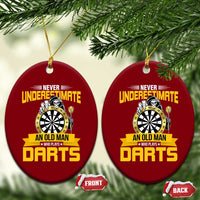 Never Underestimate An Old Man Plays Darts Ceramic Ornament Funny Dartist Grim Reaper Gift - Wonder Print Shop