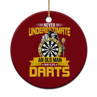 Never Underestimate An Old Man Plays Darts Ceramic Ornament Funny Dartist Grim Reaper Gift - Wonder Print Shop