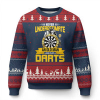 Never Underestimate An Old Man Plays Darts Ugly Christmas Sweater Funny Dartist Grim Reaper Gift - Wonder Print Shop