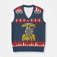 Never Underestimate An Old Man Plays Darts V-Neck Knit Sweater Vest Funny Dartist Grim Reaper Gift - Wonder Print Shop