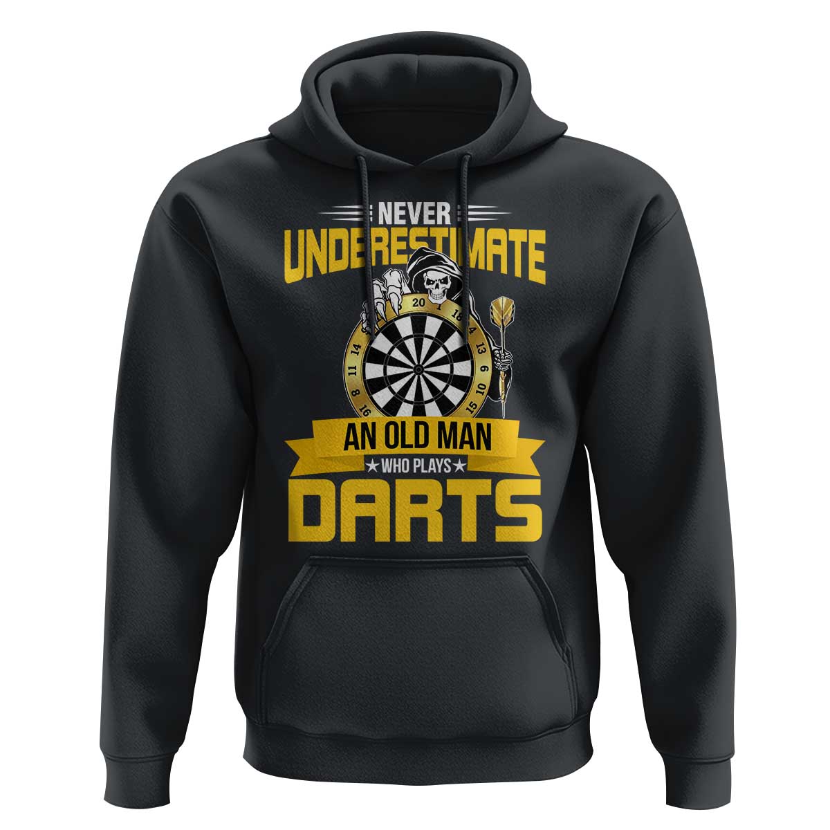 Never Underestimate An Old Man Plays Darts Hoodie Funny Dartist Grim Reaper Gift - Wonder Print Shop