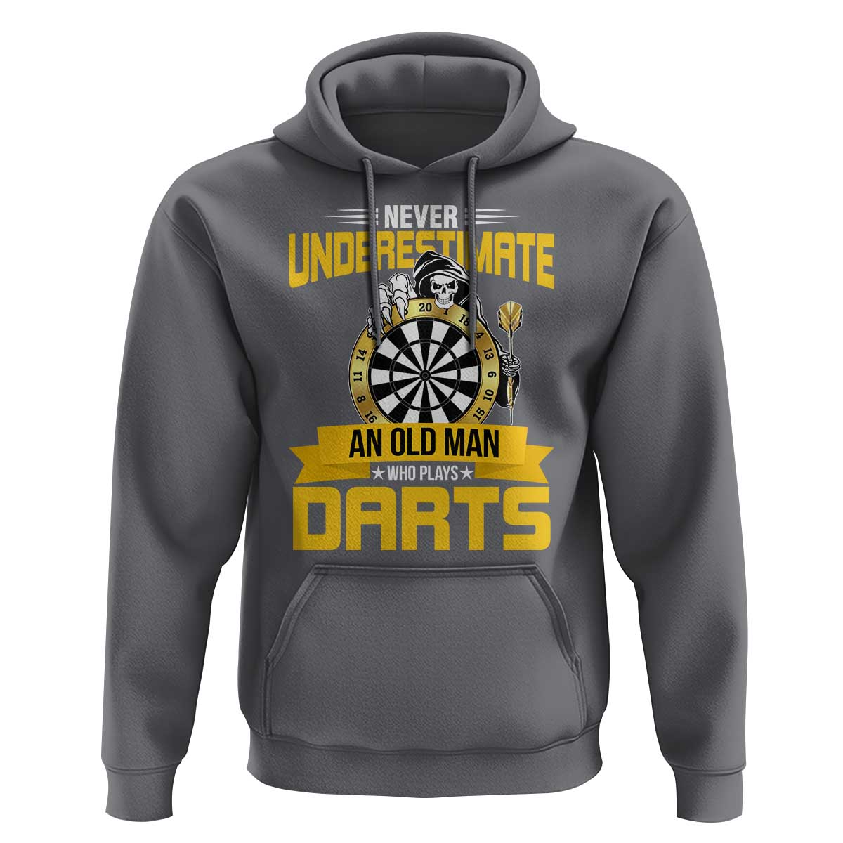 Never Underestimate An Old Man Plays Darts Hoodie Funny Dartist Grim Reaper Gift - Wonder Print Shop
