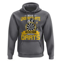 Never Underestimate An Old Man Plays Darts Hoodie Funny Dartist Grim Reaper Gift - Wonder Print Shop