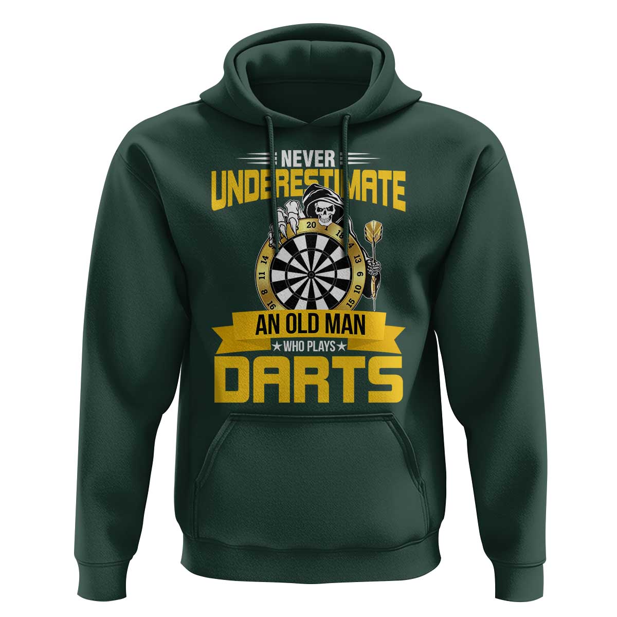 Never Underestimate An Old Man Plays Darts Hoodie Funny Dartist Grim Reaper Gift - Wonder Print Shop