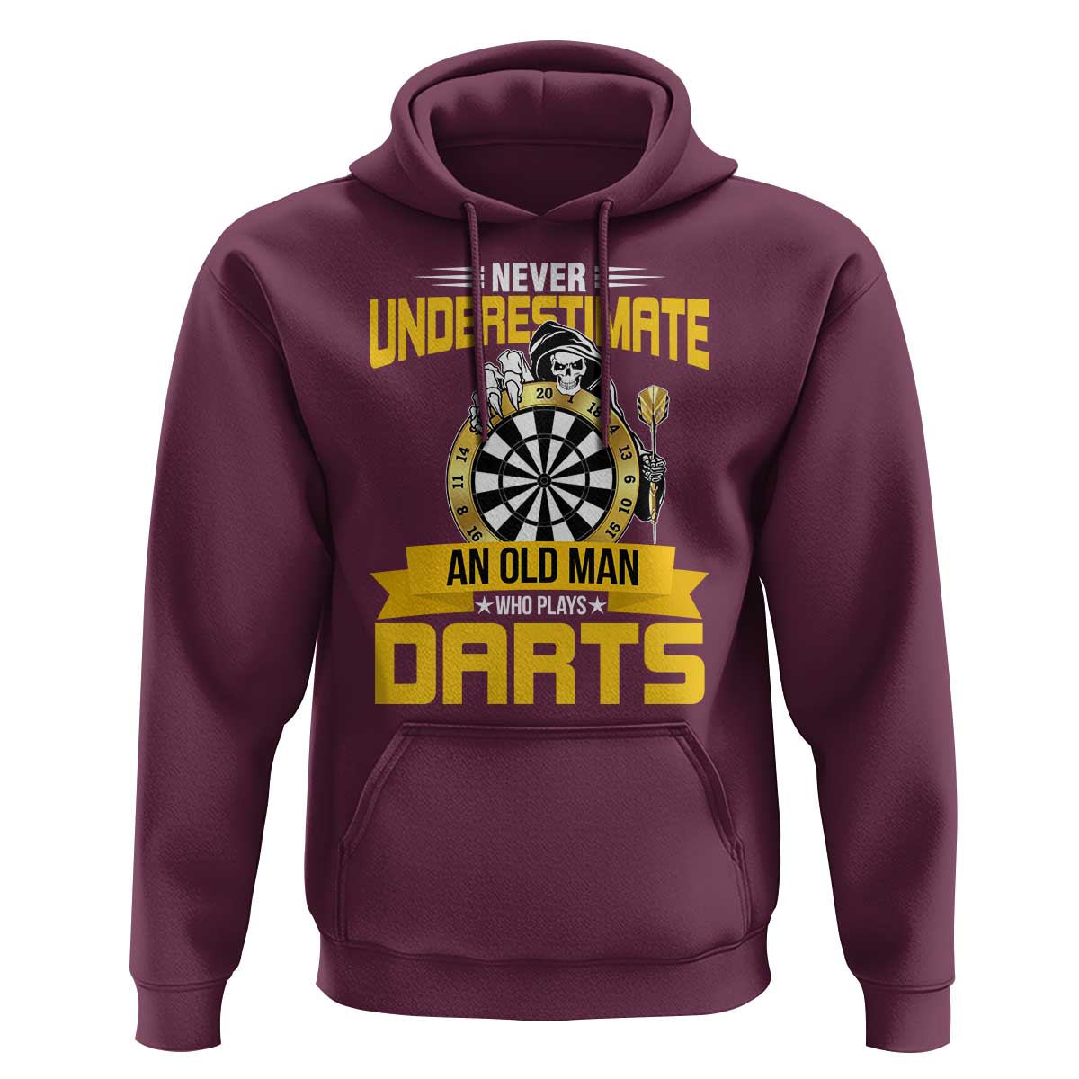 Never Underestimate An Old Man Plays Darts Hoodie Funny Dartist Grim Reaper Gift - Wonder Print Shop