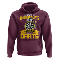 Never Underestimate An Old Man Plays Darts Hoodie Funny Dartist Grim Reaper Gift - Wonder Print Shop