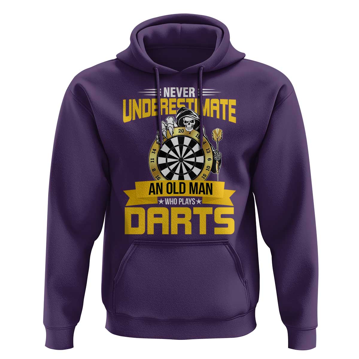 Never Underestimate An Old Man Plays Darts Hoodie Funny Dartist Grim Reaper Gift - Wonder Print Shop