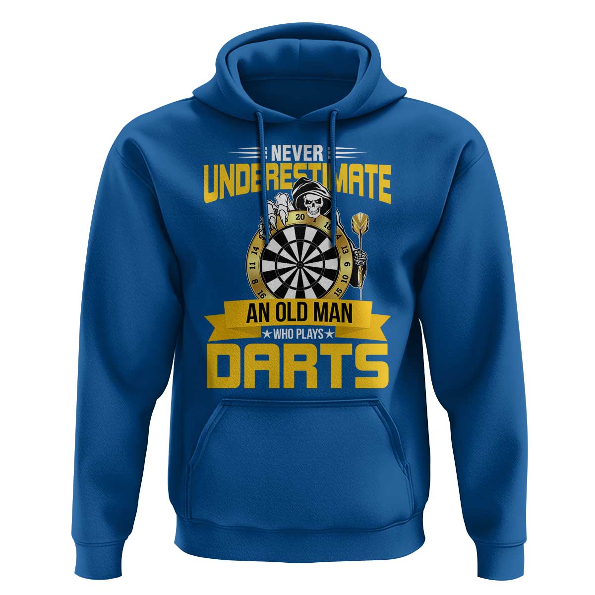 Never Underestimate An Old Man Plays Darts Hoodie Funny Dartist Grim Reaper Gift - Wonder Print Shop