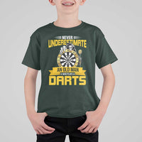 Never Underestimate An Old Man Plays Darts T Shirt For Kid Funny Dartist Grim Reaper Gift - Wonder Print Shop