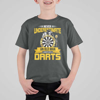 Never Underestimate An Old Man Plays Darts T Shirt For Kid Funny Dartist Grim Reaper Gift - Wonder Print Shop