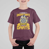 Never Underestimate An Old Man Plays Darts T Shirt For Kid Funny Dartist Grim Reaper Gift - Wonder Print Shop