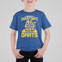 Never Underestimate An Old Man Plays Darts T Shirt For Kid Funny Dartist Grim Reaper Gift - Wonder Print Shop