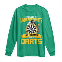 Never Underestimate An Old Man Plays Darts Long Sleeve Shirt Funny Dartist Grim Reaper Gift - Wonder Print Shop
