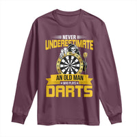 Never Underestimate An Old Man Plays Darts Long Sleeve Shirt Funny Dartist Grim Reaper Gift - Wonder Print Shop