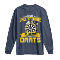 Never Underestimate An Old Man Plays Darts Long Sleeve Shirt Funny Dartist Grim Reaper Gift - Wonder Print Shop